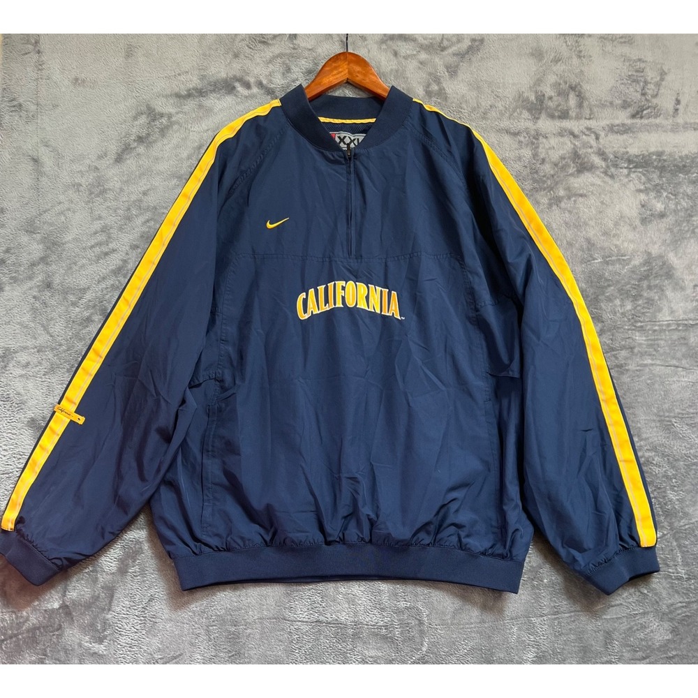 Nike California State Golden Bears Windbreaker Mens 2XL Blue 1/4 Zip Vintage